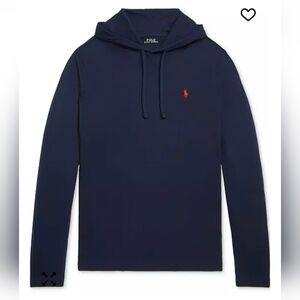 Polo Ralph Lauren Lightweight Jersey Hooded Long Sleeve T Shirt in Navy. XL